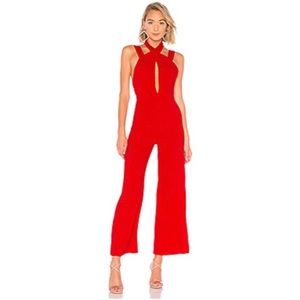 Revolve - Red Strappy Open Back Jumpsuit